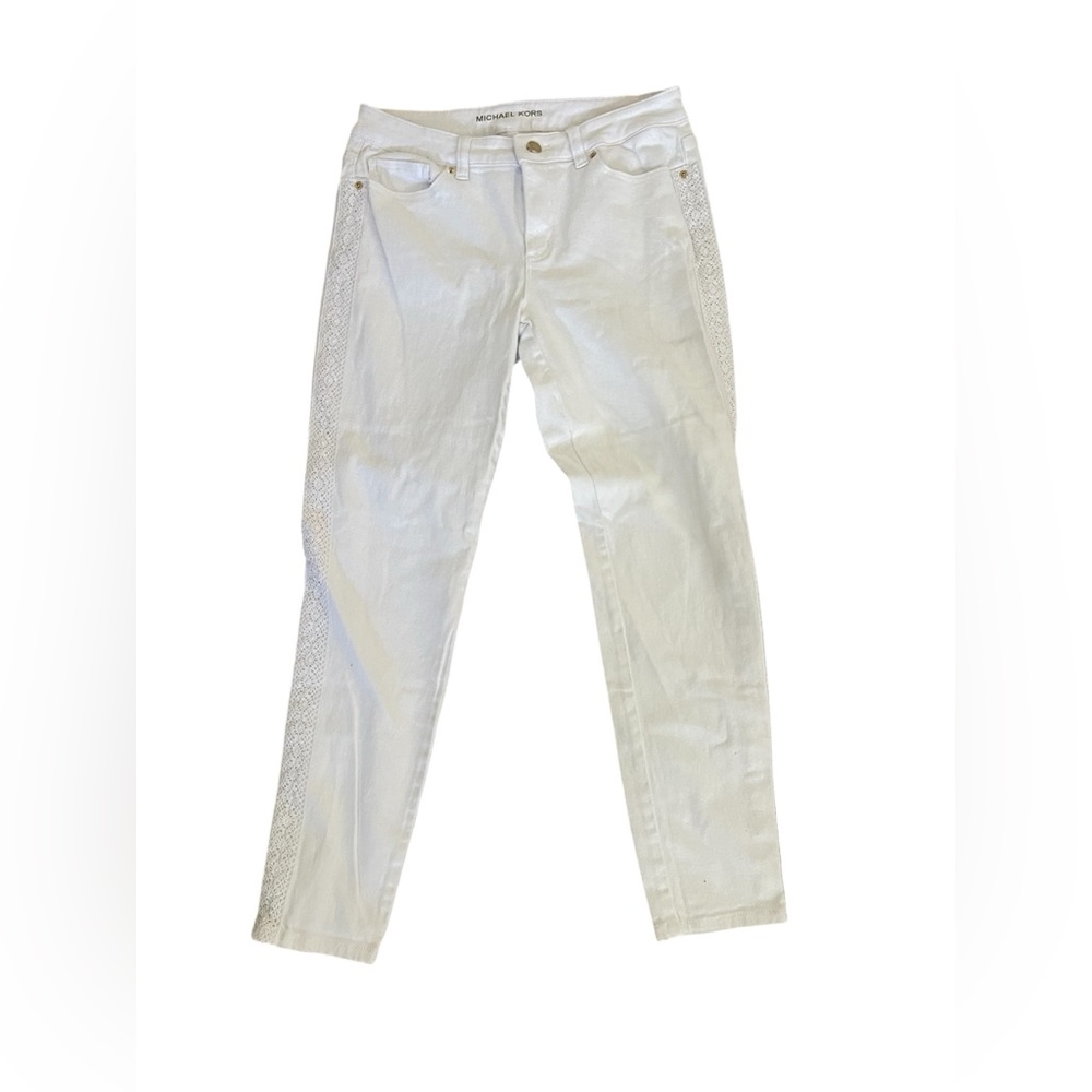 NWOT Michael Kors White Skinny Jeans with Gold Accents